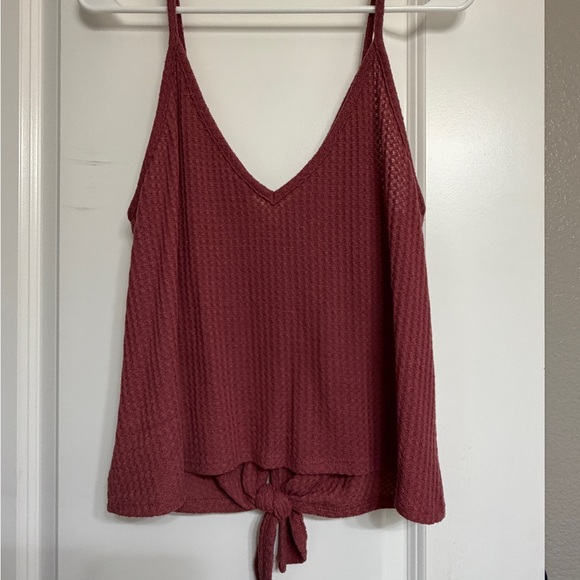 Wild Fable Mauve Waffle Knit Tie-Front Button Tank Size L - Picture 4 of 6